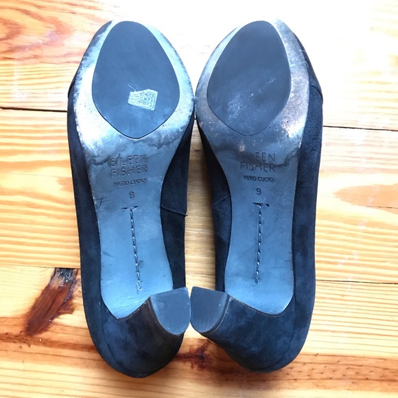 Eileen Fisher Black Suede Heels, EUC, 9 - Picture 11 of 13